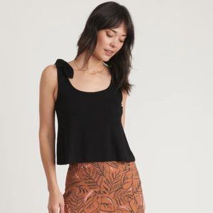 Lexi Rib Tie Tank in Black by Marine Layer